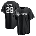 Atlanta Braves #28 Matt Olson Player Black CONTON Home Game Stitched Jerseys