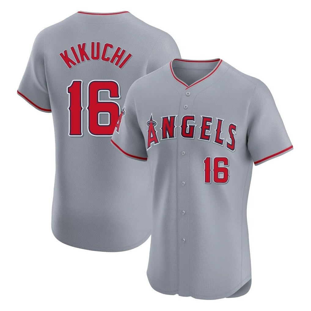 Los Angeles Angels #16 Yusei Kikuchi Player Gray CONTON Home Limited Elite Stitched Jerseys