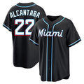 Miami Marlins #22 Sandy Alcantara Player Black CONTON Fashion Out Home Game Stitched Jerseys