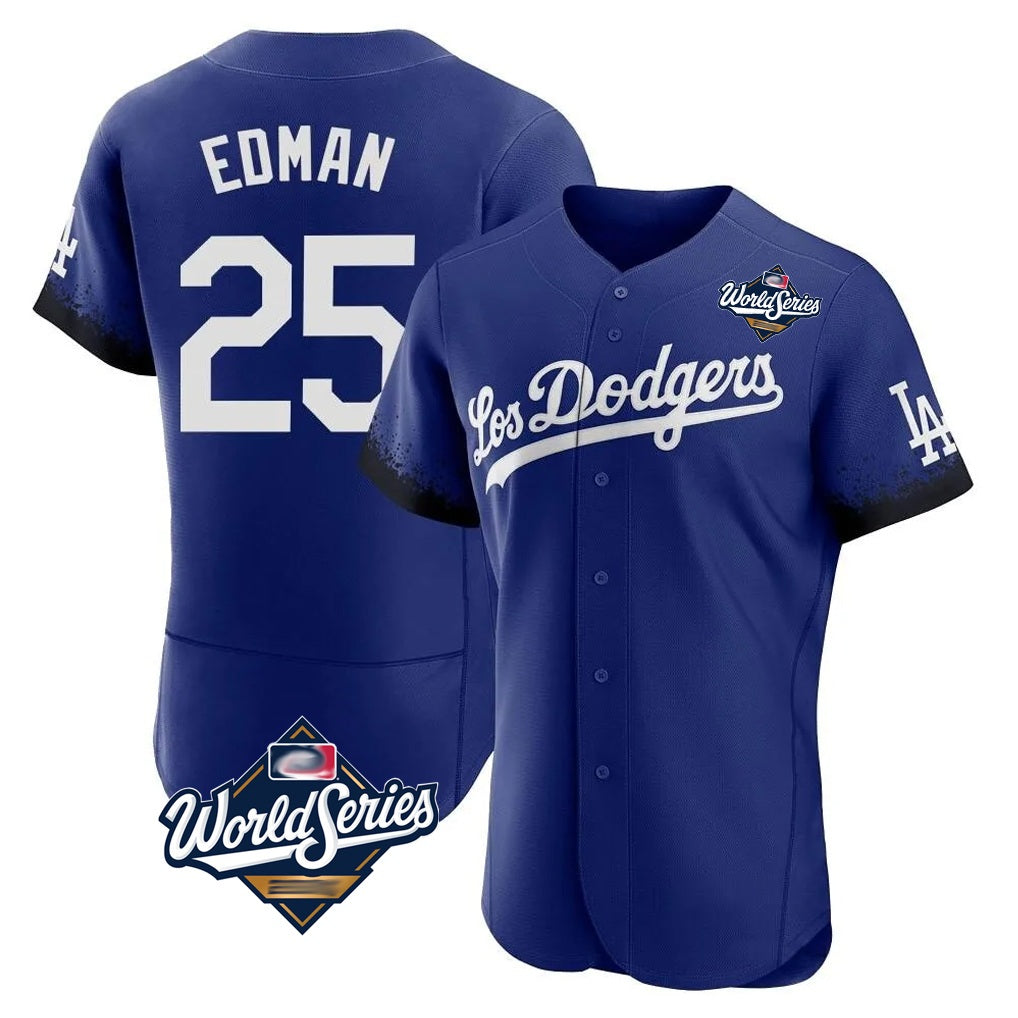 Los Angeles Dodgers #25 Tommy Edman Player Royal CONTON World Series City Connect Elite Home Stitched Jerseys