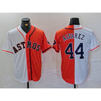 Houston Astros #44 Yordan Alvarez White Orange CONTON Split Stitched Jersey