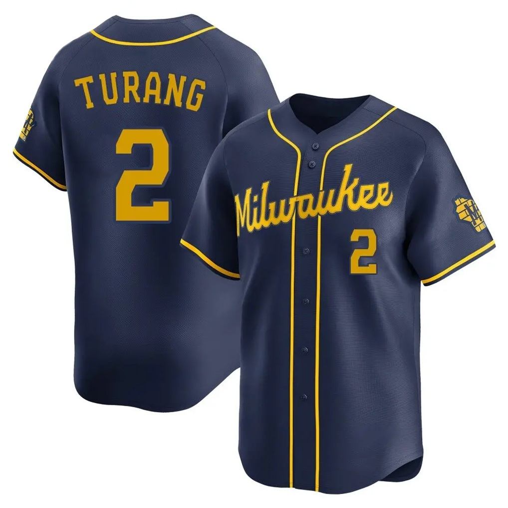 Milwaukee Brewers #2 Brice Turang Player Navy CONTON Home Limited Stitched Jerseys