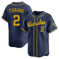 Milwaukee Brewers #2 Brice Turang Player Navy CONTON Home Limited Stitched Jerseys