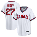 Los Angeles Angels #27 Mike Trout Player White CONTON T-shirt Home Game Stitched Jerseys