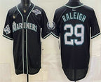 Seattle Mariners #29 Cal Raleigh 50th Black CONTON Out Style Vapor Premier Limited Jersey