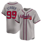 Atlanta Braves #99 Spencer Strider Player Gray CONTON Limited Home Game Stitched Jerseys
