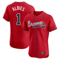 Atlanta Braves #1 Ozzie Albies Player Red CONTON Limited Elite Home Game Stitched Jerseys