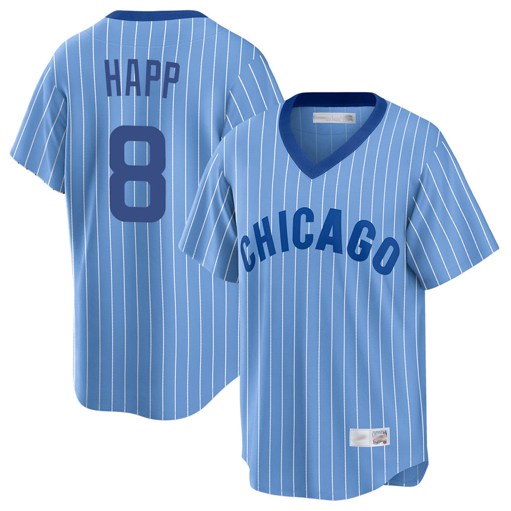 Chicago Cubs #8 Ian Happ Player Blue CONTON T-shirt Cooperstown Collection Limited Stitched Jerseys
