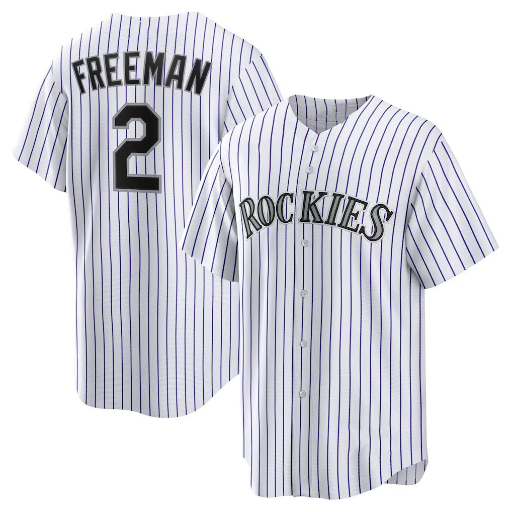 Colorado Rockies #2 Tyler Freeman White CONTON Home Replica Jersey