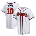 Atlanta Braves #10 Chipper Jones Player White Gold CONTON Home Game Stitched Jerseys
