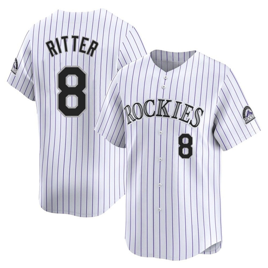 Colorado Rockies #8 Ryan Ritter Player White CONTON Limited Home Stitched Jerseys