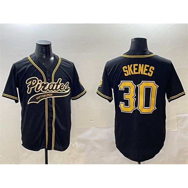 Pittsburgh Pirates #30 Paul Skenes Black CONTON Cool Base Stitched Jersey