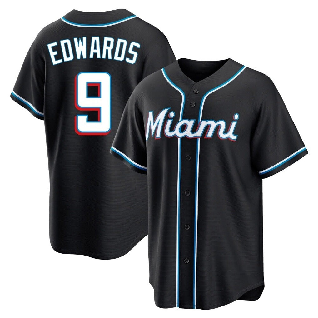 Miami Marlins #9 Xavier Edwards Player Black CONTON Fashion Out Home Game Stitched Jerseys