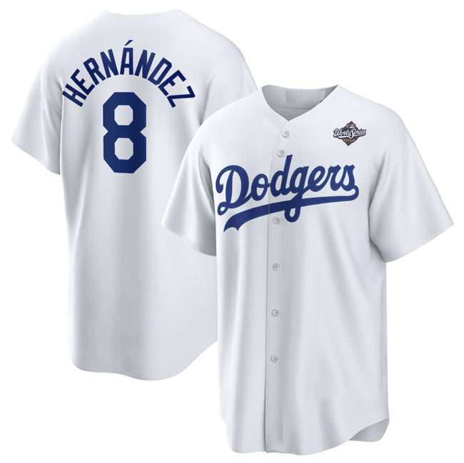 Los Angeles Dodgers #8 Enrique Hernandez White CONTON 2025 World Series Home Cool Base Stitched Jersey