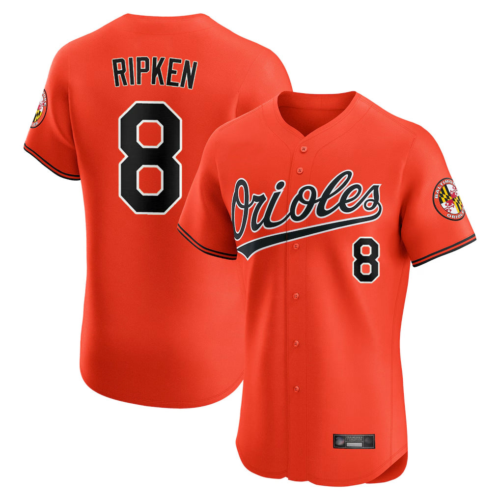 Baltimore Orioles #8 Cal Ripken Player Orange CONTON Limited Elite Home Game Stitched Jerseys