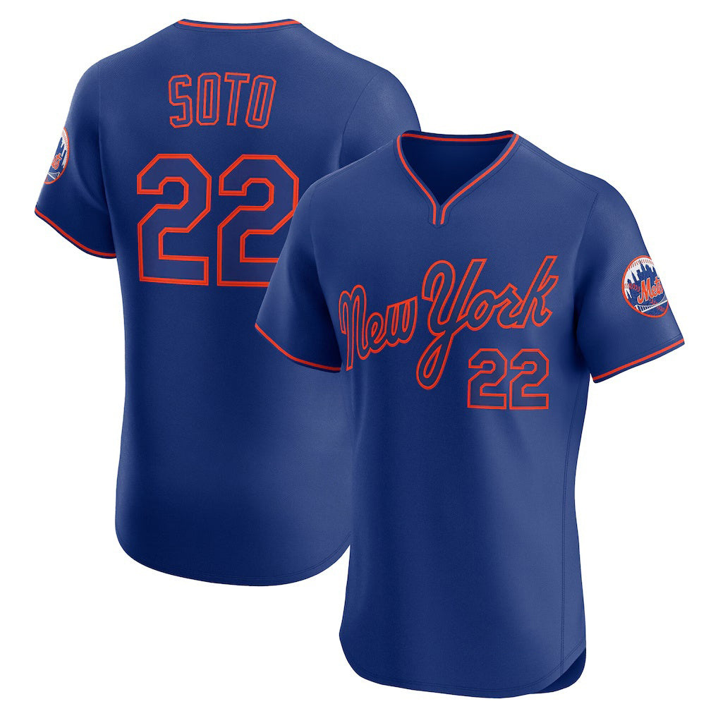 New York Mets #22 Juan Soto Royal CONTON Alternate 2 Elite Jersey
