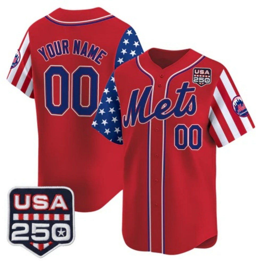 Custom New York Mets America 250 Edition Vapor Premier Limited Red CONTON Stitched Jerseys