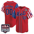 Custom New York Mets America 250 Edition Vapor Premier Limited Red CONTON Stitched Jerseys