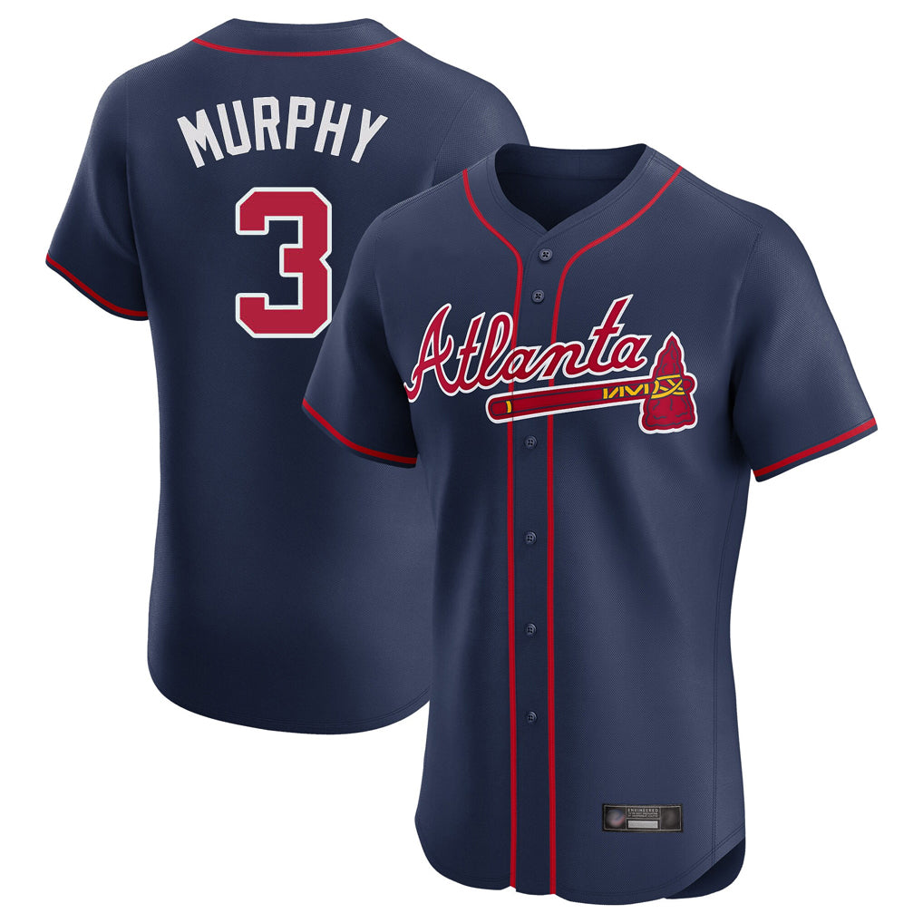Atlanta Braves #3 Dale Murphy Player Navy CONTON Limited Elite Home Game Stitched Jerseys