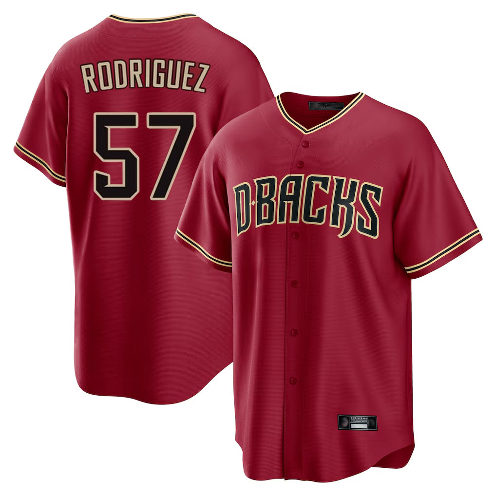 Arizona Diamondbacks #57 Eduardo Rodriguez Player Red CONTON Home Game Stitched Jerseys