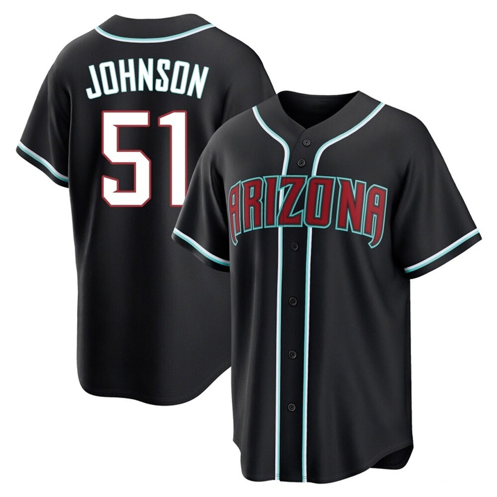 Arizona Diamondbacks #51 Randy Johnson Player Black CONTON Home Game Stitched Jerseys