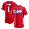 Miami Marlins #1 Connor Norby Player Red CONTON City Connect Home Limited Elite Stitched Jerseys