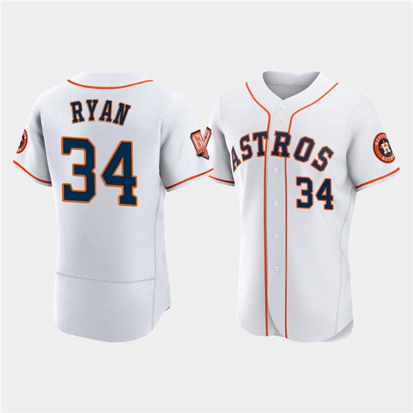 Houston Astros #34 Nolan Ryan White CONTON 60th Anniversary Flex Base Stitched Jersey