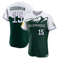 Colorado Rockies #15 Hunter Goodman Player Green CONTON City Connect Limited Elite Home Stitched Jerseys