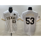 Texas Rangers #53 Adolis Garcia Number White CONTON Gold Cool Base Stitched Jersey