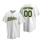 Custom Oakland Athletics White CONTON Stitched Cool Base Home Jersey