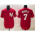 New York Yankees #7 Mickey Mantle Red CONTON Fashion Cool Base Jersey