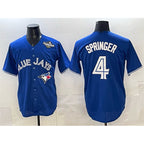 Toronto Blue Jays #4 George Springer Navy CONTON 2025 World Series Home Cool Base Stitched Jersey