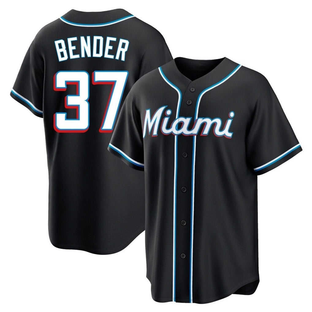 Miami Marlins #37 Anthony Bender Player Black CONTON Fashion Out Home Game Stitched Jerseys