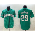 Seattle Mariners #29 Cal Raleigh Aqua CONTON With 2025 AL West Division Champions Patch Limited Stitched jersey