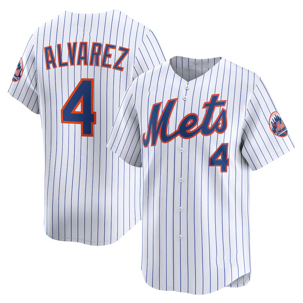 New York Mets #4 Francisco Alvarez White CONTON Home Limited Player Jersey