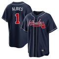 Atlanta Braves #1 Ozzie Albies Player Navy CONTON Home Game Stitched Jerseys