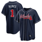 Atlanta Braves #1 Ozzie Albies Player Navy CONTON Home Game Stitched Jerseys
