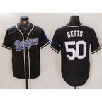 Los Angeles Dodgers #50 Mookie Betts Black White CONTON Cool Base Stitched Jersey