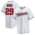 Washington Nationals #29 James Wood White CONTON Home Replica Jersey