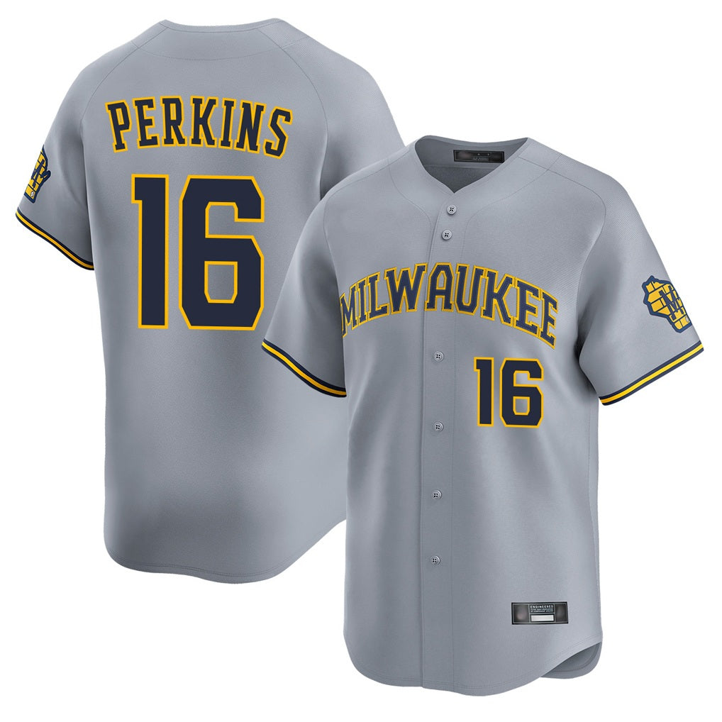 Milwaukee Brewers #16 Blake Perkins Player Gray CONTON Home Limited Stitched Jerseys