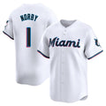 Miami Marlins #1 Connor Norby Player White CONTON Home Limited Stitched Jerseys
