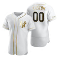 Custom New York Yankees White CONTON Stitched Flex Base Golden Edition Jersey