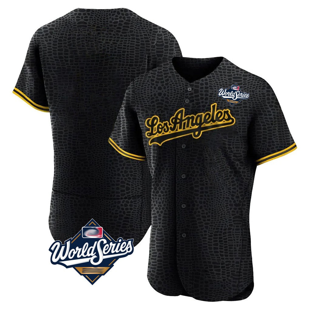 Los Angeles Dodgers Blank Player Black CONTON Snake Skin City Limited Elite Home World Series Stitched Jerseys