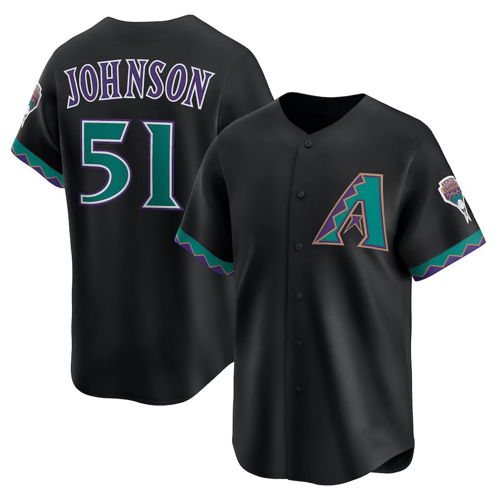 Arizona Diamondbacks #51 Randy Johnson Black CONTON Throwback Cooperstown Collection Limited Jersey