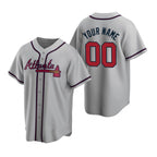 Custom Atlanta Braves Gray CONTON 2020 Stitched Cool Base Road Jersey