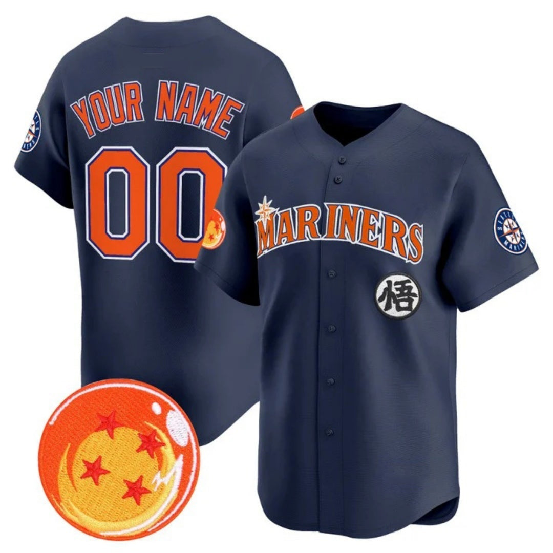 Custom Seattle Mariners x Dragon Ball Navy CONTON Vapor Premier Limited Jersey - All Stitched