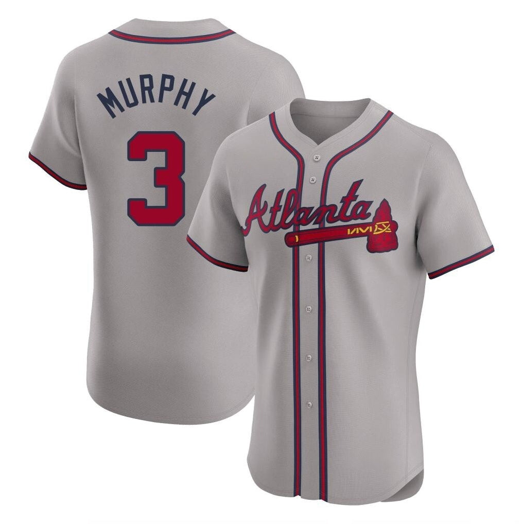 Atlanta Braves #3 Dale Murphy Player Gray CONTON Limited Elite Home Game Stitched Jerseys