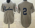 New York Yankees #2 Derek Jeter Grey CONTON Without Name Limited Jersey