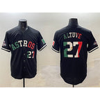 Houston Astros #27 Jose Altuve Black CONTON Mexico With World Serise Champions Patch Cool Base Stitched Jersey 2
