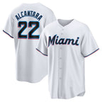 Miami Marlins #22 Sandy Alcantara White CONTON Replica Player Jersey